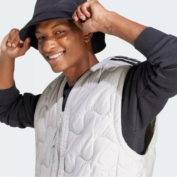 NWT Adidas Nuganic Light Insulation Jacket Vest Gray Black Oversized SMALL - Picture 4 of 16